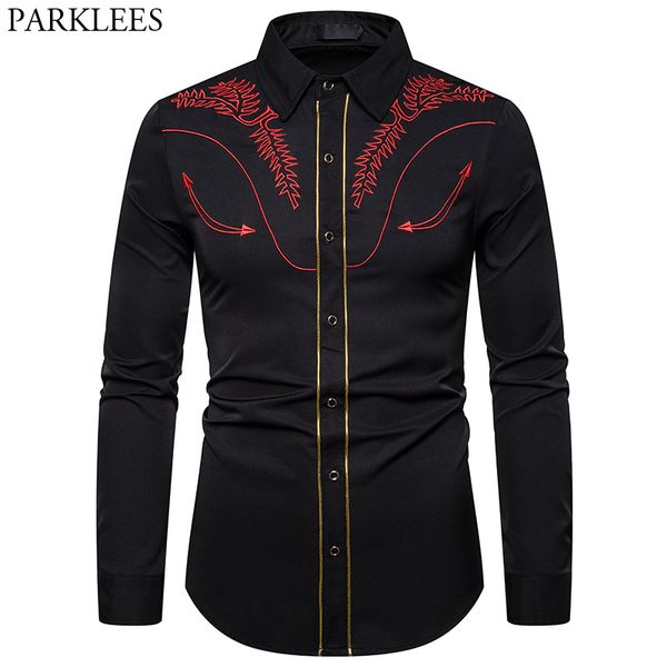men's embroidered arrow design western shirt stylish slim fit long sleeve shirt party cowboy festivals button down camisas, White;black
men's embroidered arrow design western shirt stylish slim fit long sleeve shirt party cowboy festivals button down camisas, White;black
