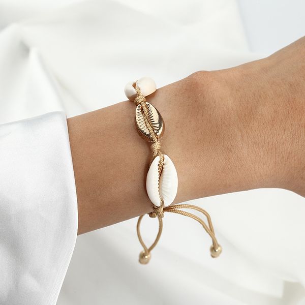 aurolaco fashionable new personality simple alloy white shell braided bracelet summer beach women jewelry, Golden;silver
aurolaco fashionable new personality simple alloy white shell braided bracelet summer beach women jewelry, Golden;silver