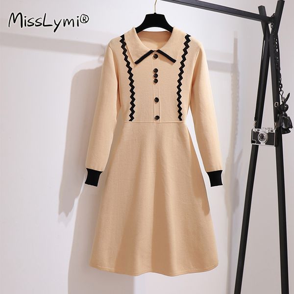 s-xl size women sweet korean sweater dress autumn 2020 peter pan collar long sleeve high waist a-line elegant knitted dresses, Black;gray
s-xl size women sweet korean sweater dress autumn 2020 peter pan collar long sleeve high waist a-line elegant knitted dresses, Black;gray