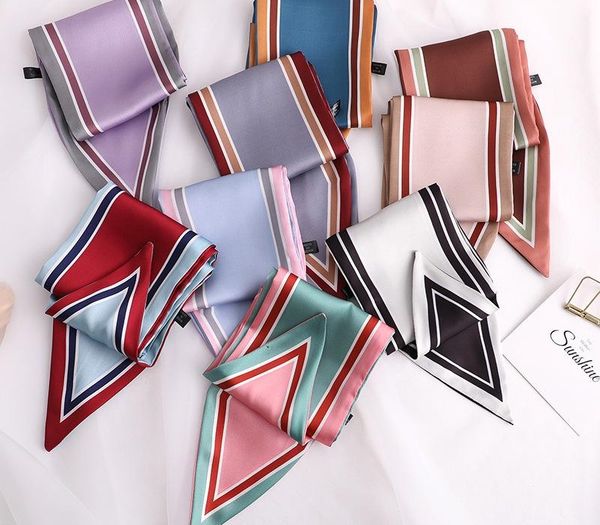 New Design Skinny Scarf solid striped Print Women Silk Scarf Small Handle Bag Ribbons Female Head Scarves Wrap For Lady 90*10cm
New Design Skinny Scarf solid striped Print Women Silk Scarf Small Handle Bag Ribbons Female Head Scarves Wrap For Lady 90*10cm