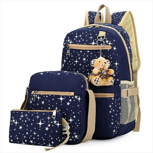 3pcs set women backpack school bags star printing cute backpacks with bear for teenagers girls travel bag rucksacks mochila
3pcs set women backpack school bags star printing cute backpacks with bear for teenagers girls travel bag rucksacks mochila