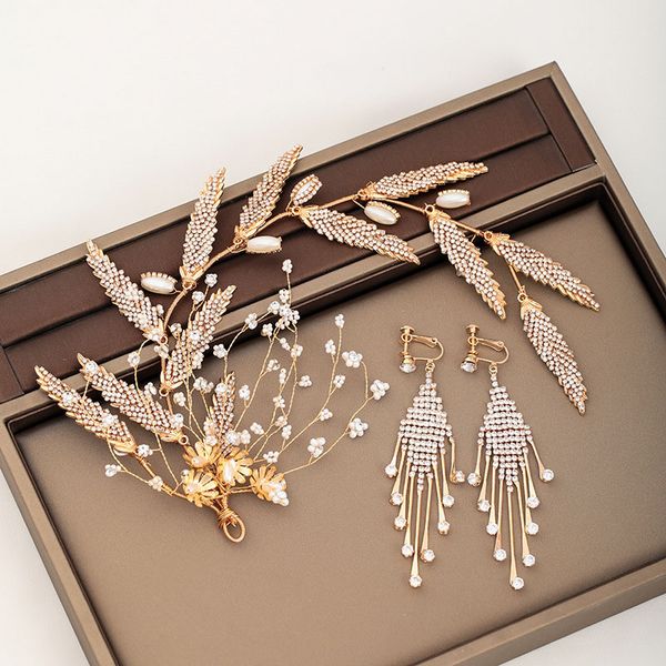 forseven luxury women hair jewelry gold color leaf flower hairband earrings set exquisite glittered rhinestone headpeice jl, Silver
forseven luxury women hair jewelry gold color leaf flower hairband earrings set exquisite glittered rhinestone headpeice jl, Silver