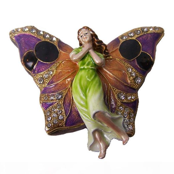 fairy butterfly craft bejeweled enamel trinket box rhinestone hinged jewelry box metal home decor christmas gifts, Black;white
fairy butterfly craft bejeweled enamel trinket box rhinestone hinged jewelry box metal home decor christmas gifts, Black;white