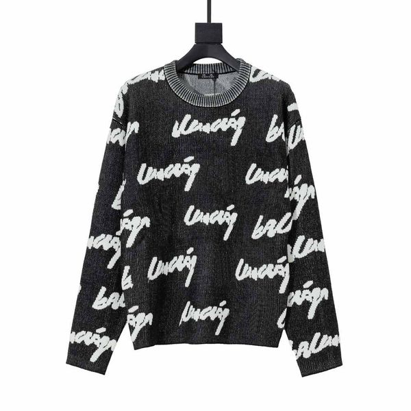 black and white scribble cotton knit crew neck sweater designer men sweater pullover combed ribbed hombre heather pullover sweater women, White;black
black and white scribble cotton knit crew neck sweater designer men sweater pullover combed ribbed hombre heather pullover sweater women, White;black