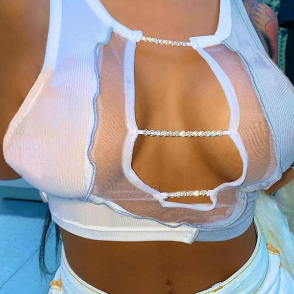 новый дизайн женщин sexy v шеи see through мода контрастность цвет блок цепной украшения sexy жилет, White
новый дизайн женщин sexy v шеи see through мода контрастность цвет блок цепной украшения sexy жилет, White