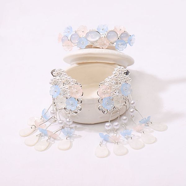 hair accessories children's super immortal ancient style headdress girl's ornament tassel step clip crown baby's chinese clot, Slivery;white
hair accessories children's super immortal ancient style headdress girl's ornament tassel step clip crown baby's chinese clot, Slivery;white