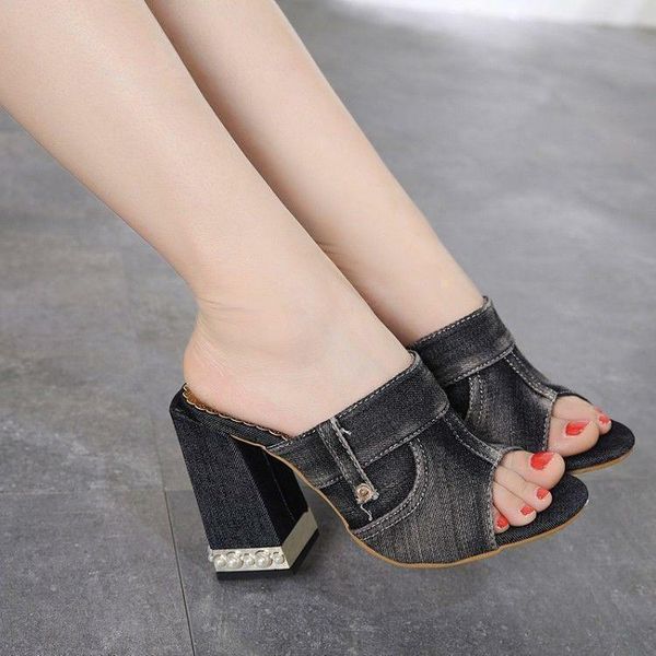 fashion women's retro trendy peep toe pearls block high heels mules slippers ladies shoe, Black
fashion women's retro trendy peep toe pearls block high heels mules slippers ladies shoe, Black