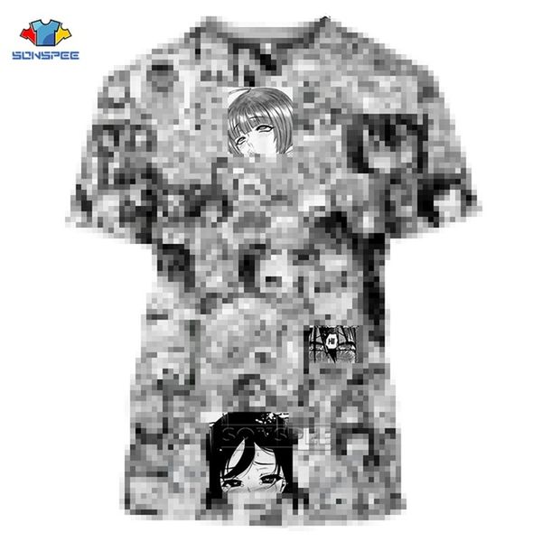 japan hentai anime ahegao summer men 3d print shirts plus size humor humor men clothing