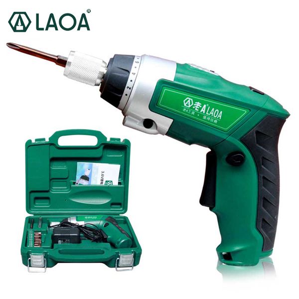 

laoa 3.6v li-ion battery rechargeable electric screwdriver set waterproof cordless electrical dril twistable handlel with bits