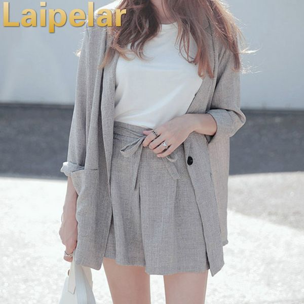 cotton linen summer suit female 2 pieces set tracksuit for women loose blazer & bow elastic waist short pant suits high quality, Gray
cotton linen summer suit female 2 pieces set tracksuit for women loose blazer & bow elastic waist short pant suits high quality, Gray