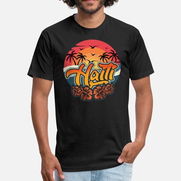 haiti t shirt men designer tee shirt o neck clothes loose casual spring letter shirt