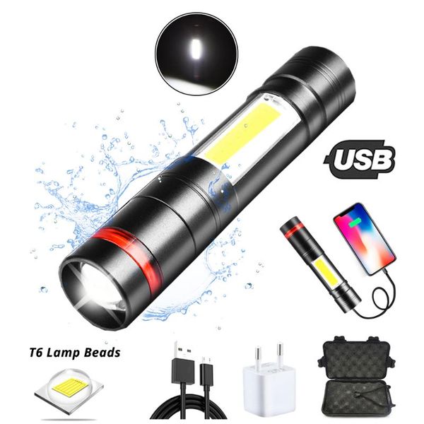 super bright led with cob side light and red reflector 5 lighting modes led torch built-in rechargeable battery
super bright led with cob side light and red reflector 5 lighting modes led torch built-in rechargeable battery