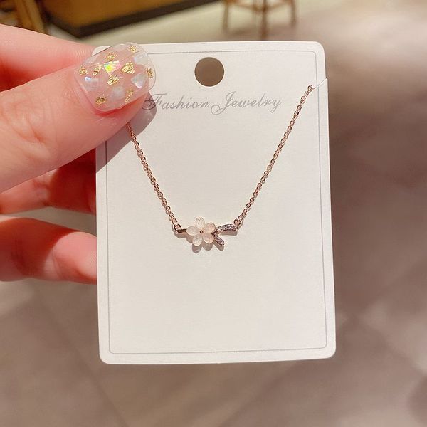korean style beautiful flower necklace for women rose gold color cubic zircon paved branch necklace chain, Silver 
korean style beautiful flower necklace for women rose gold color cubic zircon paved branch necklace chain, Silver