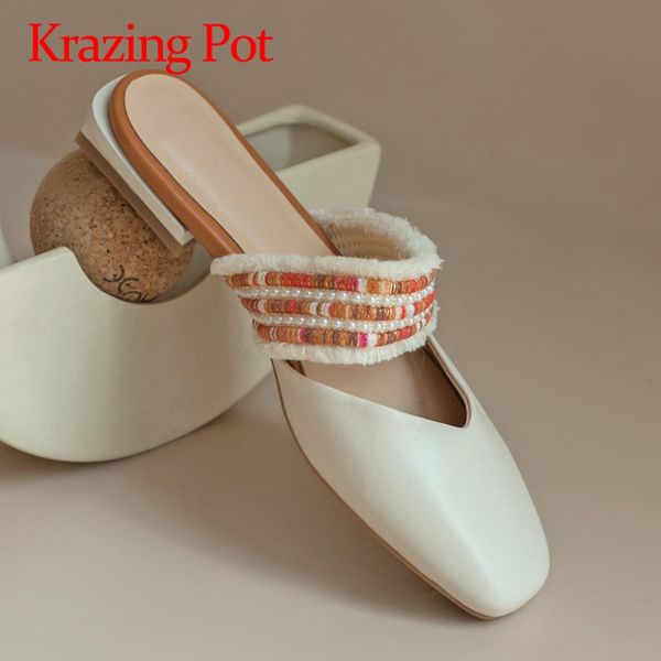 krazing pot french romantic cow leather big size square toe low square heel slip on mules young lady dating women pumps l31, Black
krazing pot french romantic cow leather big size square toe low square heel slip on mules young lady dating women pumps l31, Black