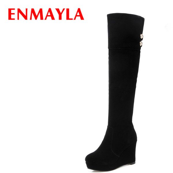 enmayla boots shoes women high heels wedges round toe winter boots over-the-knee size 34-43 long platform shoes, Black
enmayla boots shoes women high heels wedges round toe winter boots over-the-knee size 34-43 long platform shoes, Black