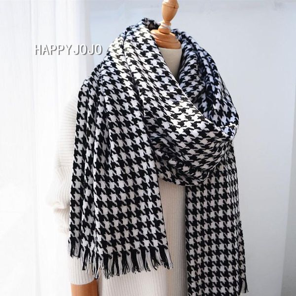 wool shawl classic black white houndstooth long scarf cape soft chic fashion casual warm for women or lady, Blue;gray
wool shawl classic black white houndstooth long scarf cape soft chic fashion casual warm for women or lady, Blue;gray