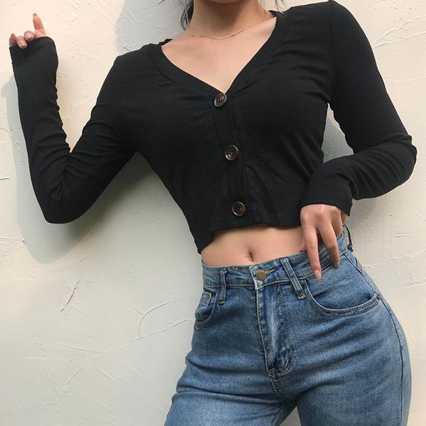 v-neck knitted long sleeve tshirt women cropped bodycon spring autumn t shirt casual blue tee shirt girls button cropped shirts, White
v-neck knitted long sleeve tshirt women cropped bodycon spring autumn t shirt casual blue tee shirt girls button cropped shirts, White