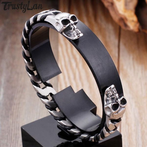 gothic stainless steel skull jewelry mens open cuff bracelets & bangles 2020 cool gothic skeleton leather bracelet male, Black
gothic stainless steel skull jewelry mens open cuff bracelets & bangles 2020 cool gothic skeleton leather bracelet male, Black