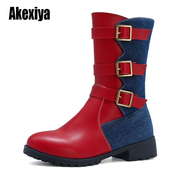 women boots roman riding cowboy platform boots buckle mid-calf 2020 winter new ladies shoes u810, Black
women boots roman riding cowboy platform boots buckle mid-calf 2020 winter new ladies shoes u810, Black