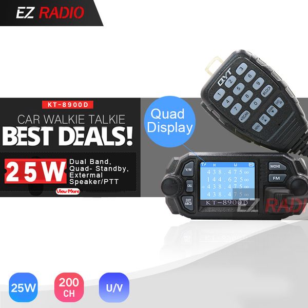 walkie talkie qyt kt-8900d 25w quad band mobile car radio 4 136-174mhz/400-480mhz upgrade kt8900 10 km bj-218 bj-318
walkie talkie qyt kt-8900d 25w quad band mobile car radio 4 136-174mhz/400-480mhz upgrade kt8900 10 km bj-218 bj-318