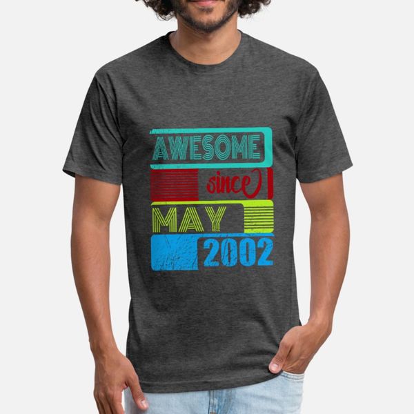 18th birthday awesome since may 2002 t shirt men customize 100% cotton euro size s-3xl male fit comfortable summer style family shirt
18th birthday awesome since may 2002 t shirt men customize 100% cotton euro size s-3xl male fit comfortable summer style family shirt