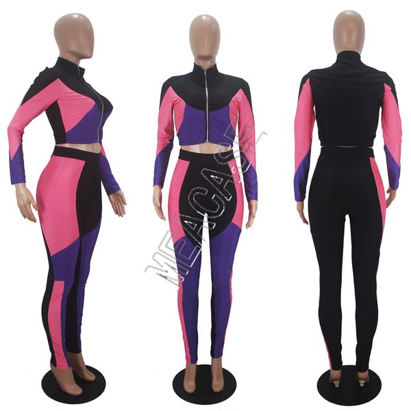women tracksuit fashion patchwork zip jacket coat outfits block legging pants sweat suit two-piece sports suit clothing sale d82406, White
women tracksuit fashion patchwork zip jacket coat outfits block legging pants sweat suit two-piece sports suit clothing sale d82406, White