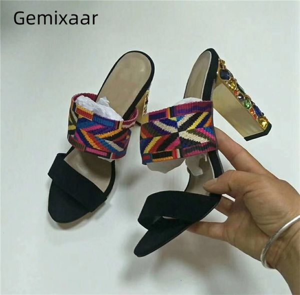 colorful rhinestone high heel slippers women luxury suede one-strap open toe slip-on runway shoes woman zapatos mujer, Black
colorful rhinestone high heel slippers women luxury suede one-strap open toe slip-on runway shoes woman zapatos mujer, Black