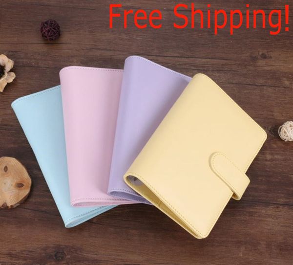 A6 Creative Waterproof Macarons Binder Hand Ledger Notebook Shell Loose-leaf Notepad Diary Stationery Cover School Office Supplies