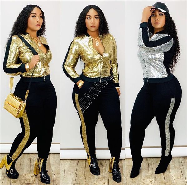 fashion women two pieces outfits scales sequins zip jacket coats pants tracksuit casual glitter sport suit clothing sets d82806, White
fashion women two pieces outfits scales sequins zip jacket coats pants tracksuit casual glitter sport suit clothing sets d82806, White