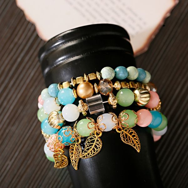 4 pcs/set bohemian multi-layer beaded bracelets set women 2020 new leaf pendant colorful stone elastic bracelets fashion jewelry, Black
4 pcs/set bohemian multi-layer beaded bracelets set women 2020 new leaf pendant colorful stone elastic bracelets fashion jewelry, Black