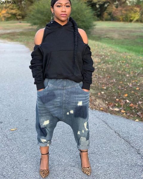 cm.yaya women autumm hole hip hop haren jeans pants streetwear denim trousers, Blue
cm.yaya women autumm hole hip hop haren jeans pants streetwear denim trousers, Blue