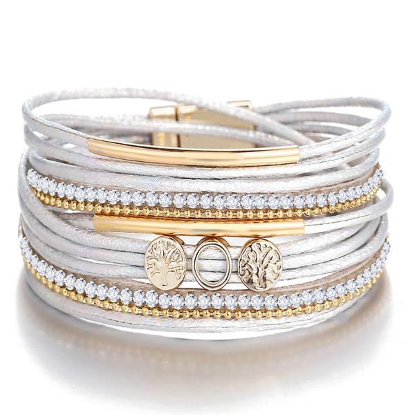 european and american new fashion life tree white artificial leather bracelet creative retro simple magnetic buckle bracelet, Golden;silver
european and american new fashion life tree white artificial leather bracelet creative retro simple magnetic buckle bracelet, Golden;silver
