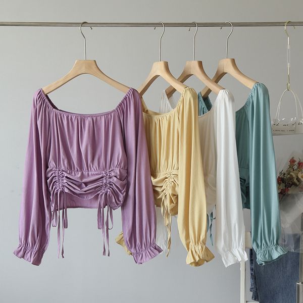 4 colors shirts girls autunm new short blouse shirt ladies flare sleeve ruffle hem lace up crop streetwear 2020 new, White
4 colors shirts girls autunm new short blouse shirt ladies flare sleeve ruffle hem lace up crop streetwear 2020 new, White