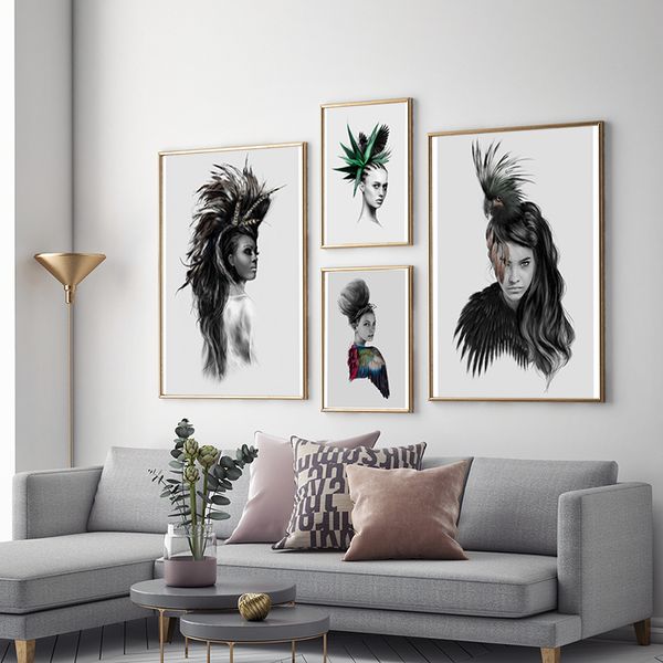 nordic modern style woman colorful feathers canvas painting posters and prints wall pictures for living room decor
nordic modern style woman colorful feathers canvas painting posters and prints wall pictures for living room decor