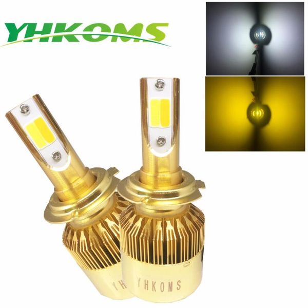 

yhkoms h7 led h4 9005 9006 h8 h11 h1 h3 880 881 h27 car led headlights 3000k 6000k dual color auto light fog light 12v