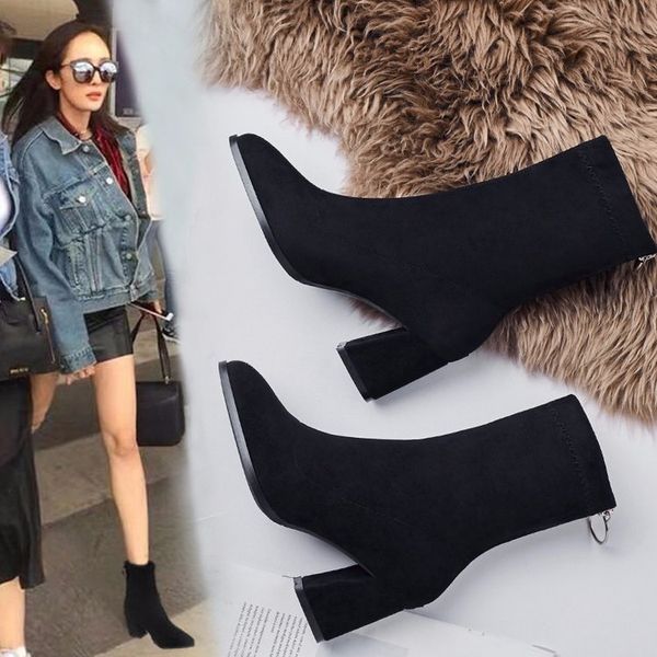 white mid-calf boots boots-women zipper booties woman 2020 high heels shoes luxury designer winter footwear low stiletto rock, Black
white mid-calf boots boots-women zipper booties woman 2020 high heels shoes luxury designer winter footwear low stiletto rock, Black