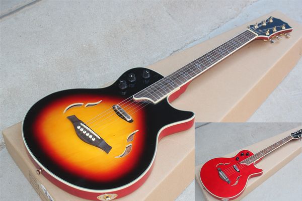 semi-hollow body tobacco sunburst/red body electric guitar with chrome tuners,rosewood fingerboard,can be customized
semi-hollow body tobacco sunburst/red body electric guitar with chrome tuners,rosewood fingerboard,can be customized