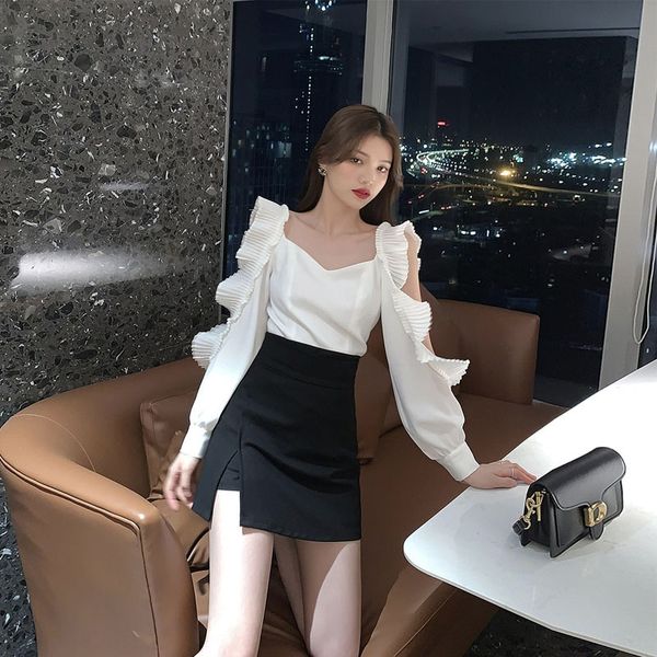 black split women's short 2020 short clothing skirt summer new high waist slimming a- line stretch hip-covered skirt women's cloth, Gray