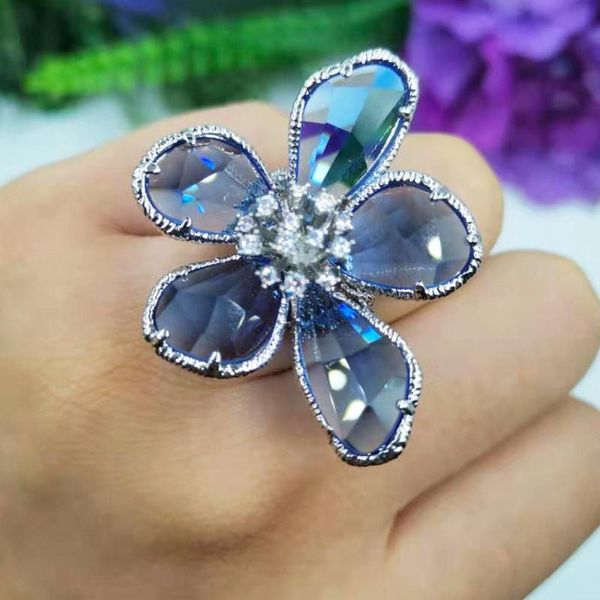 missvikki 3 colors luxury big flower ring blue clear crystal noble wedding rings for women shiny stone party wedding jewelry, Golden;silver
missvikki 3 colors luxury big flower ring blue clear crystal noble wedding rings for women shiny stone party wedding jewelry, Golden;silver