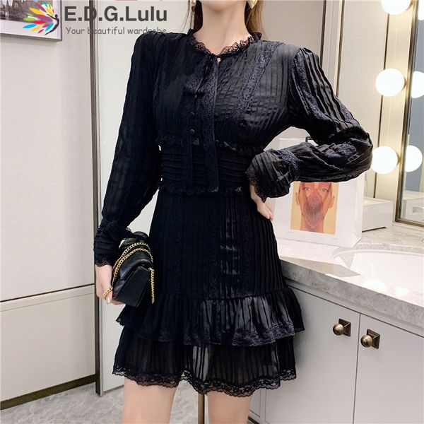 edglulu fall 2020 women o-neck lace-up bow mini white lace dress elegant cascading ruffle dresses woman party night 0810, Black;gray
edglulu fall 2020 women o-neck lace-up bow mini white lace dress elegant cascading ruffle dresses woman party night 0810, Black;gray