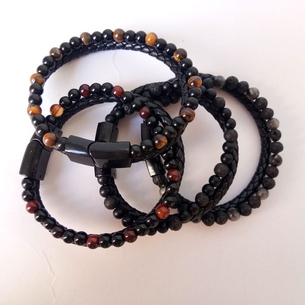 2020 natural stone mens leather bracelets bead bracelet men stainless steel magnetic clasp tiger eye for men pulseira masculina, Black
2020 natural stone mens leather bracelets bead bracelet men stainless steel magnetic clasp tiger eye for men pulseira masculina, Black