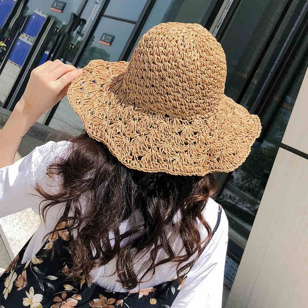 korean version of the new hand-woven straw hat summer outing sunscreen hat foldable beach holiday cool, Blue;gray
korean version of the new hand-woven straw hat summer outing sunscreen hat foldable beach holiday cool, Blue;gray