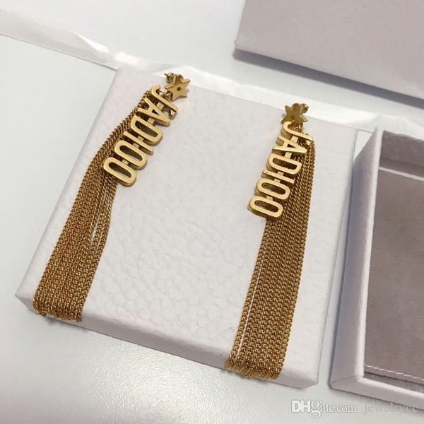 new classic letter retro tassel designer earrings luxury designer jewelry women earrings, Golden
new classic letter retro tassel designer earrings luxury designer jewelry women earrings, Golden