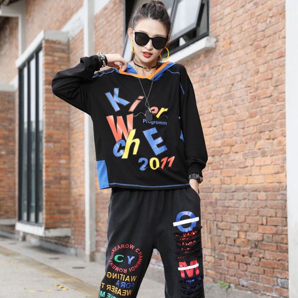 loose large hooded 2020 autumn new korean style letter printing street fashion women's pullover pullover sweater long sleeve sweater km, Black
loose large hooded 2020 autumn new korean style letter printing street fashion women's pullover pullover sweater long sleeve sweater km, Black