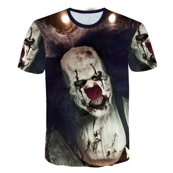 the clown joker face male clown short sleeved 3d print shirts hentai plus size harajuku men clothing