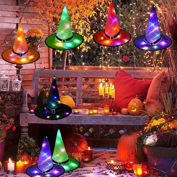 1pcs halloween witch hat with led light glowing witches hat hanging halloween decor suspension tree glowing hat for kids
1pcs halloween witch hat with led light glowing witches hat hanging halloween decor suspension tree glowing hat for kids