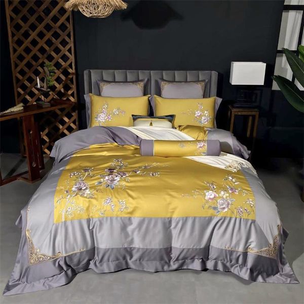 4 piece classical yellow flowers embroidered duvet cover set king size dekbedovertrek 240x220 egyptian cotton sateen bed linen
4 piece classical yellow flowers embroidered duvet cover set king size dekbedovertrek 240x220 egyptian cotton sateen bed linen