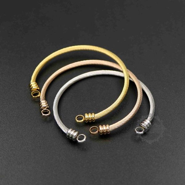 bangle 60mm diameter 3mm thick twisted stainless steel open adjustable diy bracelet cuff with 2 loops supplies 1900190, Black
bangle 60mm diameter 3mm thick twisted stainless steel open adjustable diy bracelet cuff with 2 loops supplies 1900190, Black