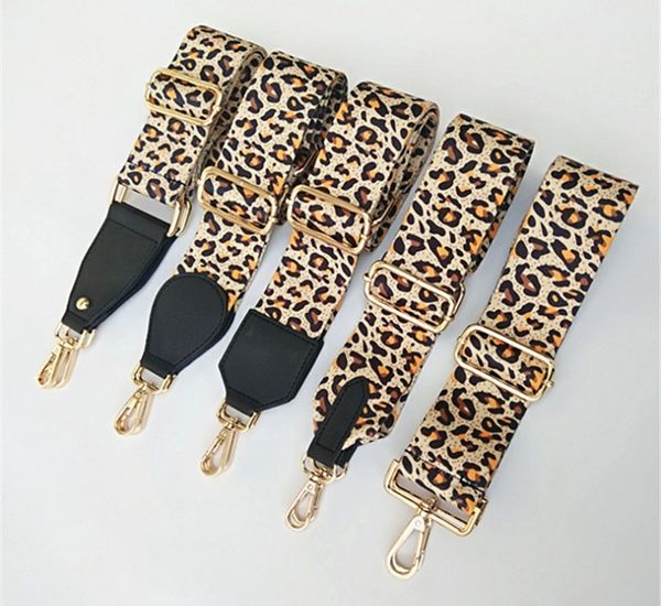 women leopard print shoulder bag strap for cross body rainbow bag accessories nylon o bag belt handle handbag straps adjustable new, Black