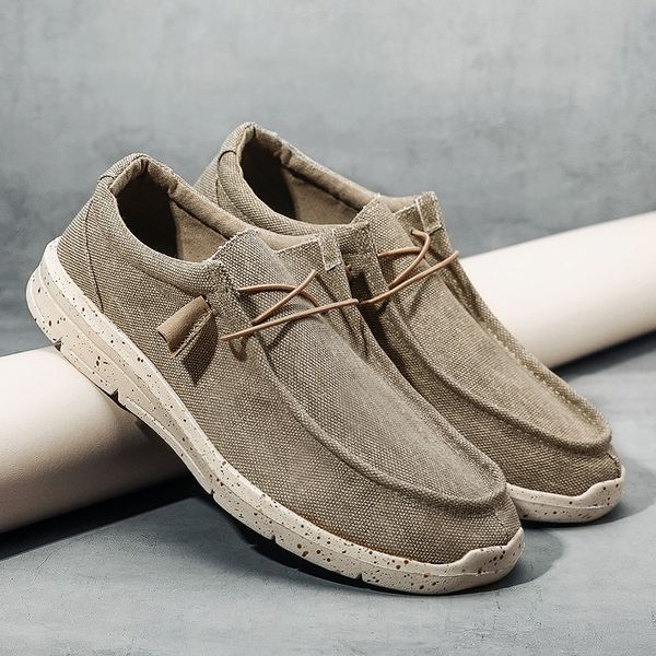 new casual canvas driving shoes men slip-on lazy size14 ultralight shoes mens designer fashion soft loafers leisure mens, Black